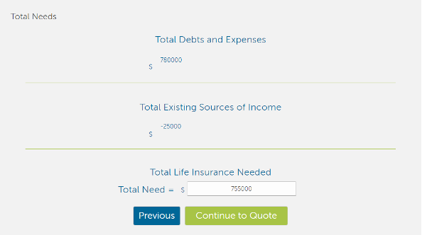 empire life insurance calculator results