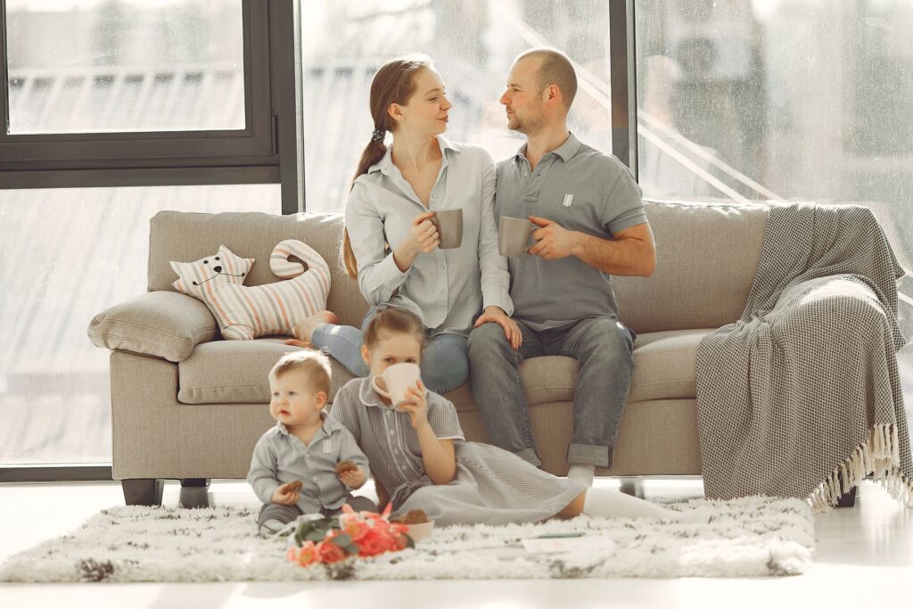 Family spending time together at home