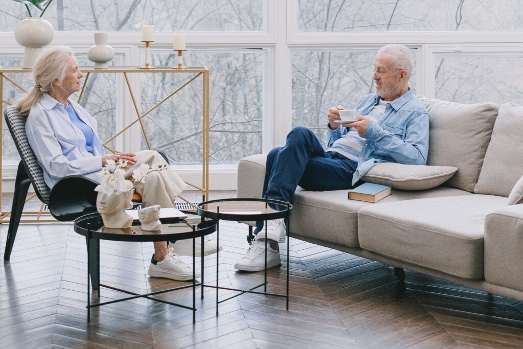 Older couple enjoying retirement together at home